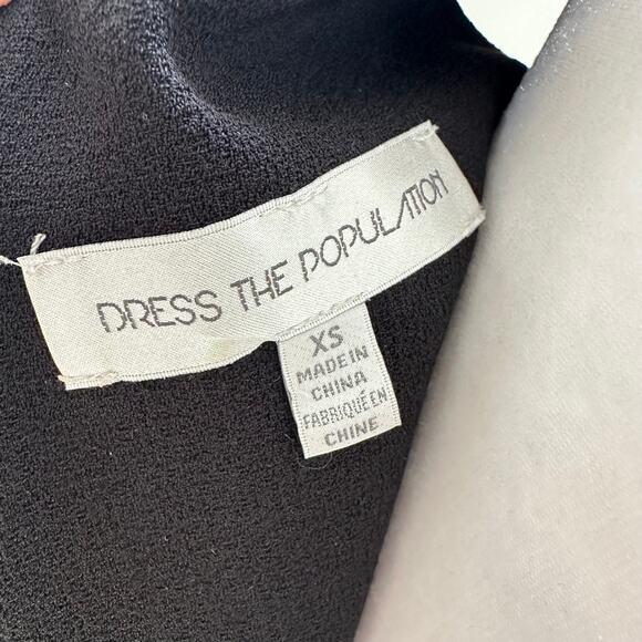 Dress The Population Karla XS Black Evening Formal Gown Long Slit V-Neck Dress - Picture 11 of 12